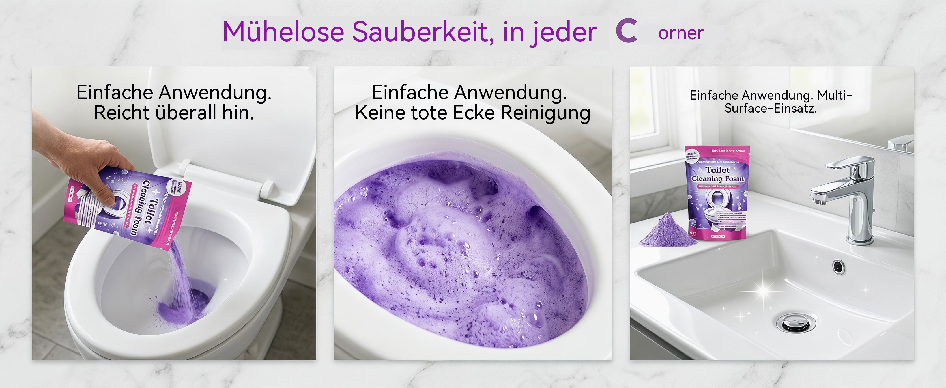Fizzclean Wc-Reiniger Original, 2026 Neu Fizzclean WC Schaumreiniger, Toilettenschaum Extra Stark Reinigung, Lavendelgeschmack, 100g