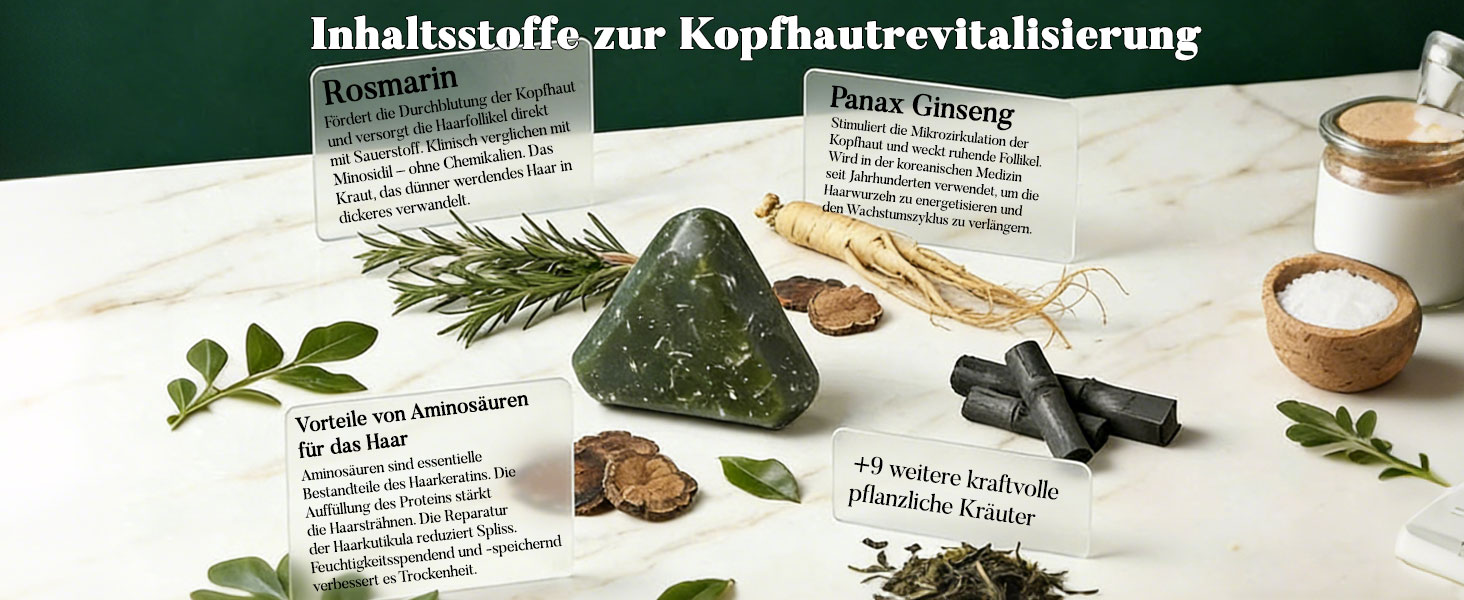 Yoracare Korean Scalp Revival Bar, 2026 Yoracare Rosmarin & Aminosäuren stärkender Anti-Verdünnungs-Shampoo-Riegel, feuchtigkeitsspendende und kopfhautfreundliche Kräuterpflege 80g