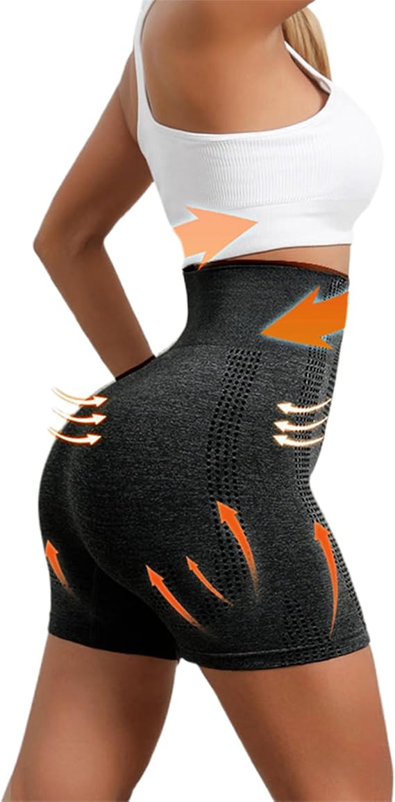 Baicloud Micro-Vibration Massage Module Ice Silk lon Fiber Repair Shaping Shorts, Mid-Waist Body Shaper Shorts