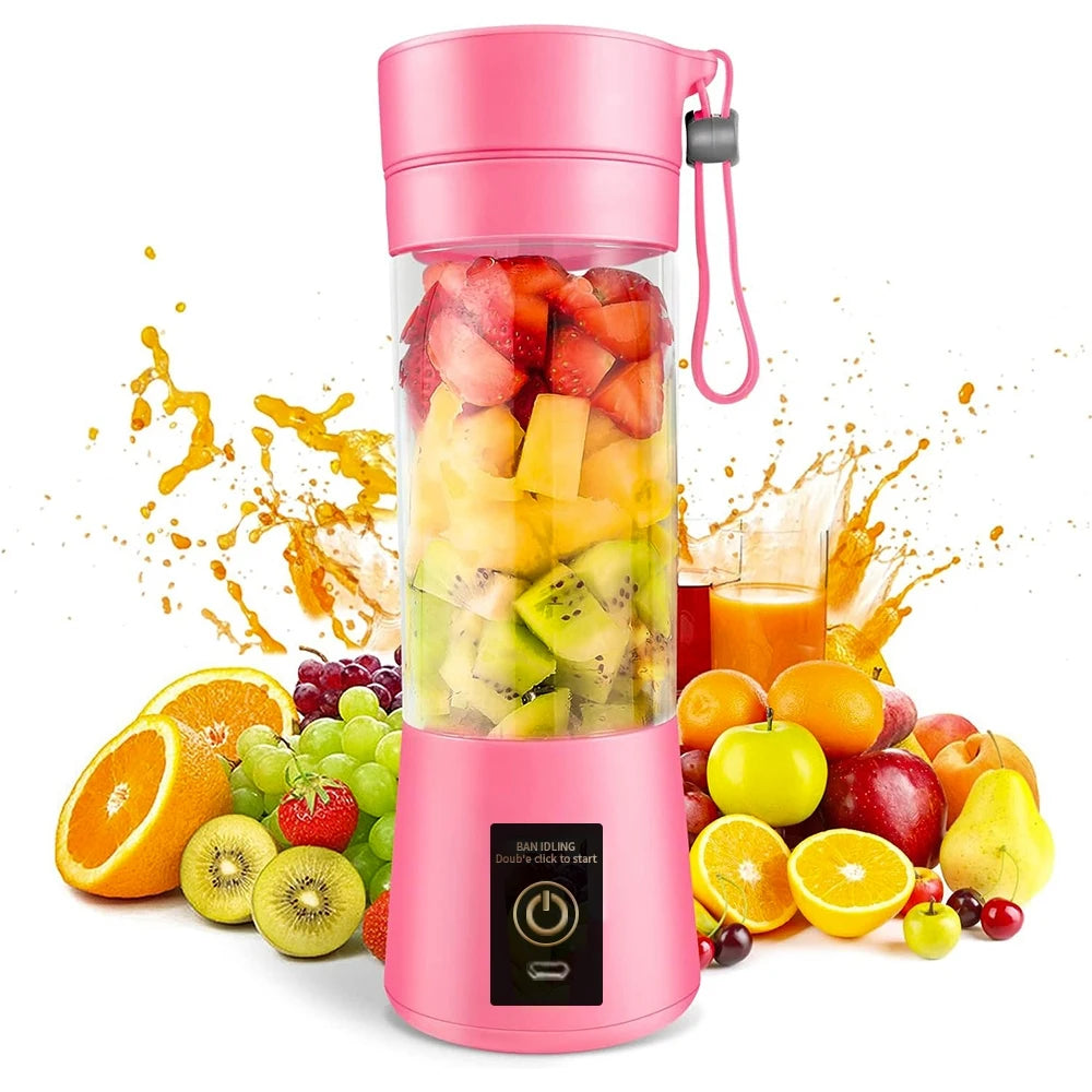 Mini Portable Blender Juice Mixer Shake Bottle 6 Lamins + USB Cable 380ml