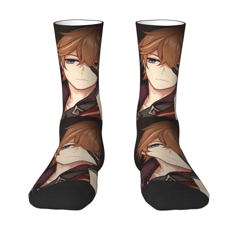 Tartaglia Childe Genshin Impact Men Women Crew Socks Unisex Fun 3D Print Anime Game Dress Socks