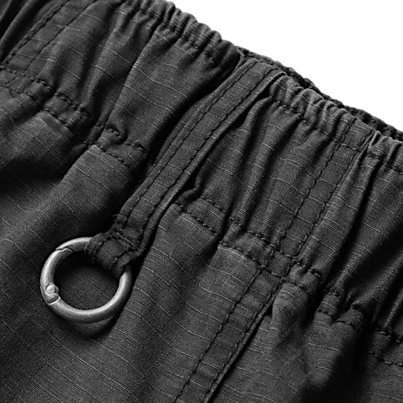 Relaxed elastic waist pants with back cargo pocket