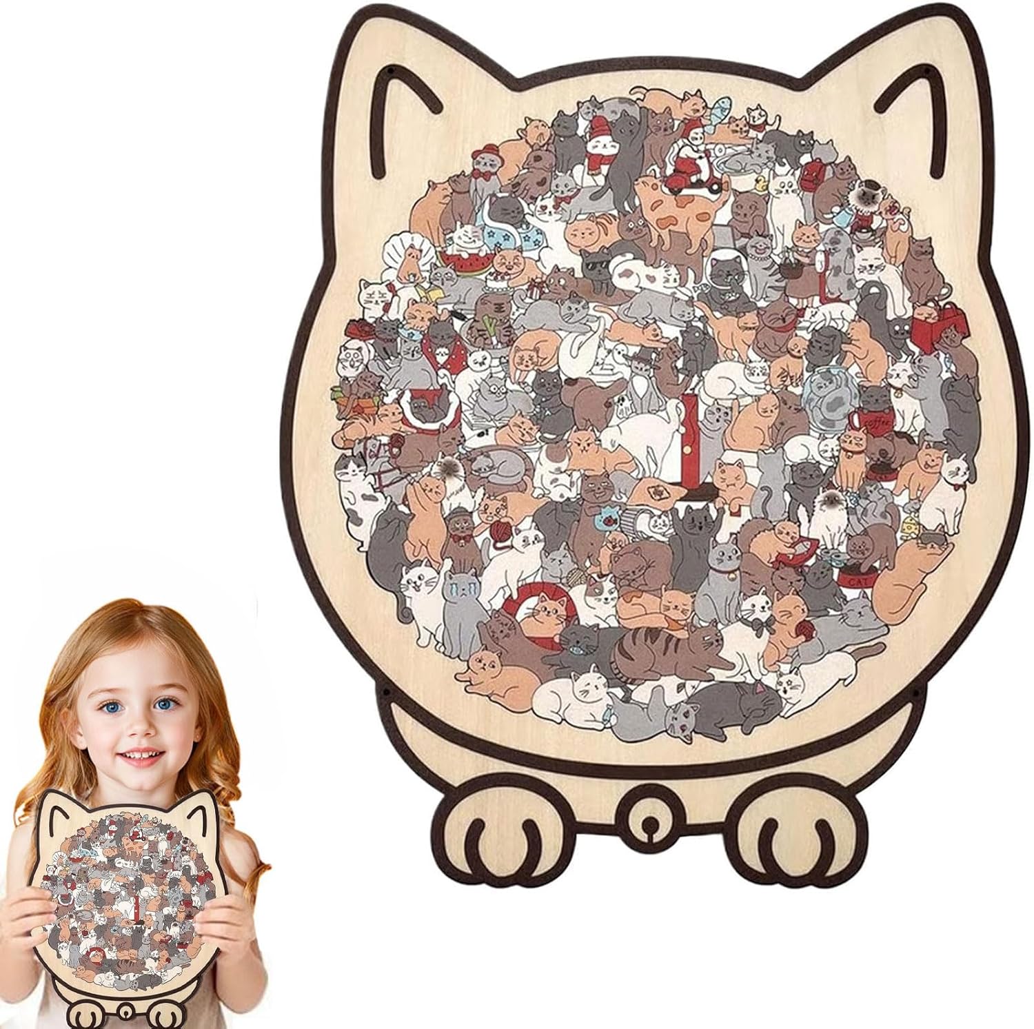 2026 Neuer katzenförmiges Holzpuzzle Erwachsene, 135 Teiliges Colored katzenpuzzle, Einzigartige Katzen Puzzle, Aatürlich Puzzleteile Dekoratives, für Kinder und Erwachsene