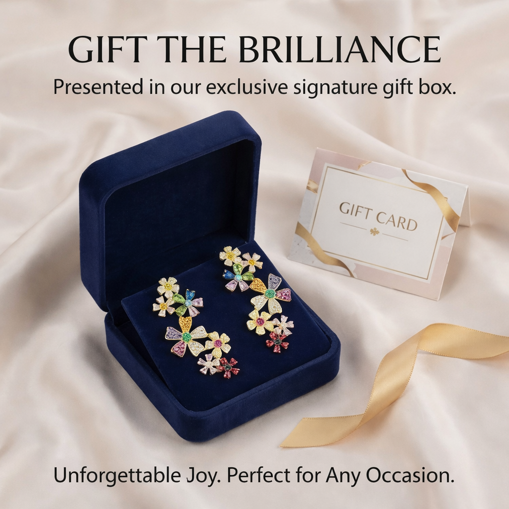 Colorful Floral Crystal Statement Earrings