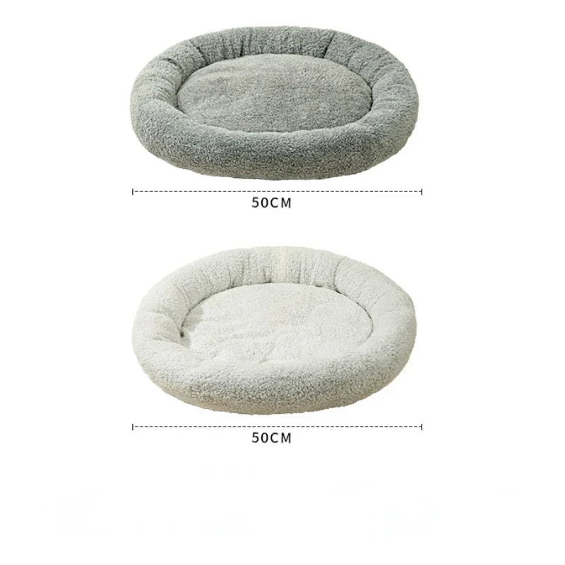 50cm Round Pet Beds Nests for Kitten Puppy Winter Warm Fleece Small Dog Kennel Soft Wear Resistant Mats Cushions Pet Supplies