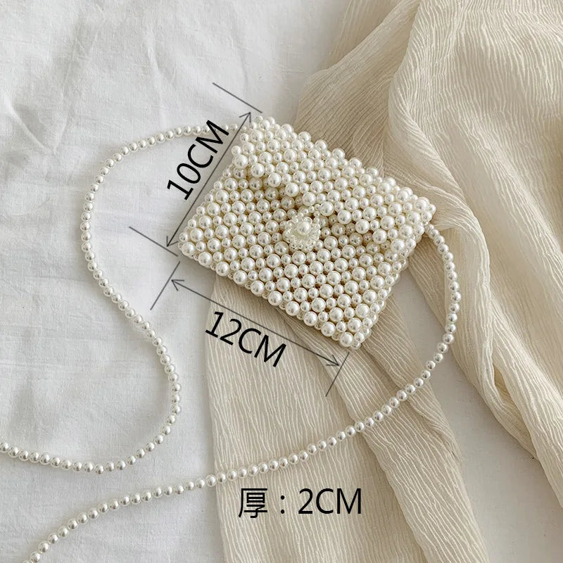 Mini Pearl Bag Handmade Vintage EVA Beaded Fashion Banquet Party Shoulder Bag Female 2024 Wedding Bags Luxury Women's Coin Purse