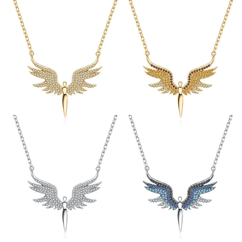 Stainless Steel Angel Wings Pendant Necklaces for Women Fashion Jewelry