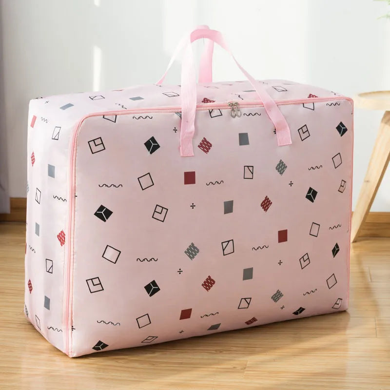 Waterproof Oxford Cloth Quilt Storage Bag Quilt Clothing Finishing Storage Bag Heavy Clothes Floral Storage Baggage Bag 70CM