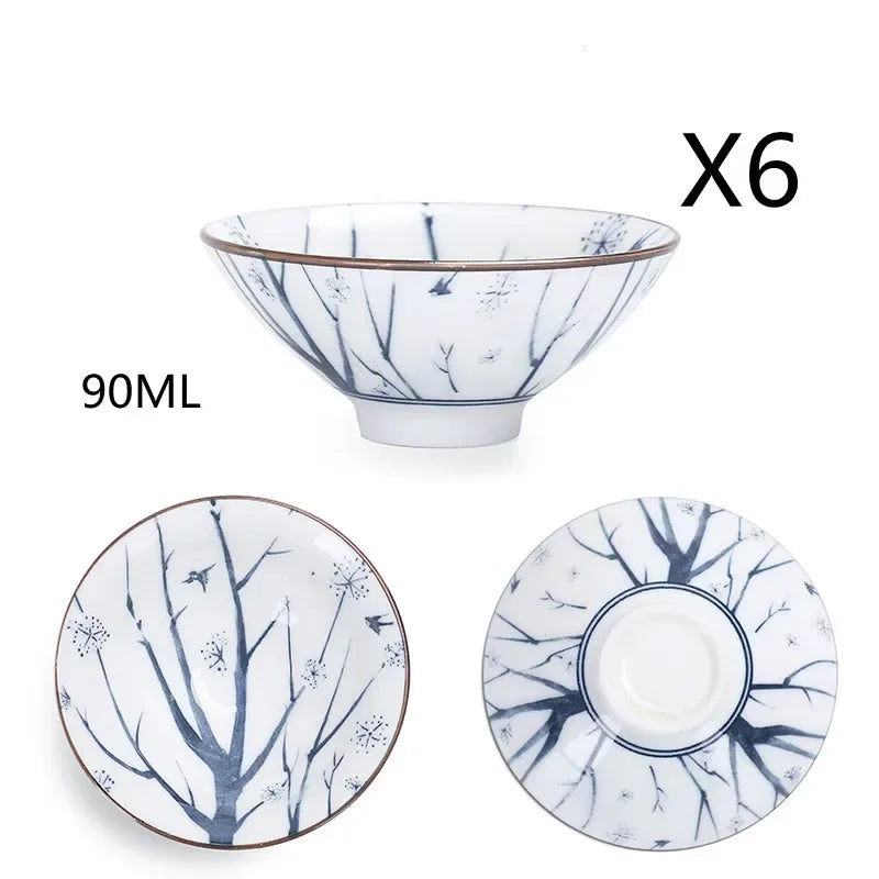 6 sets Chinese ceramic cups fish cups blue and white  teapot small porcelain tea bowl tea cup teaset accessories drink Drinkware