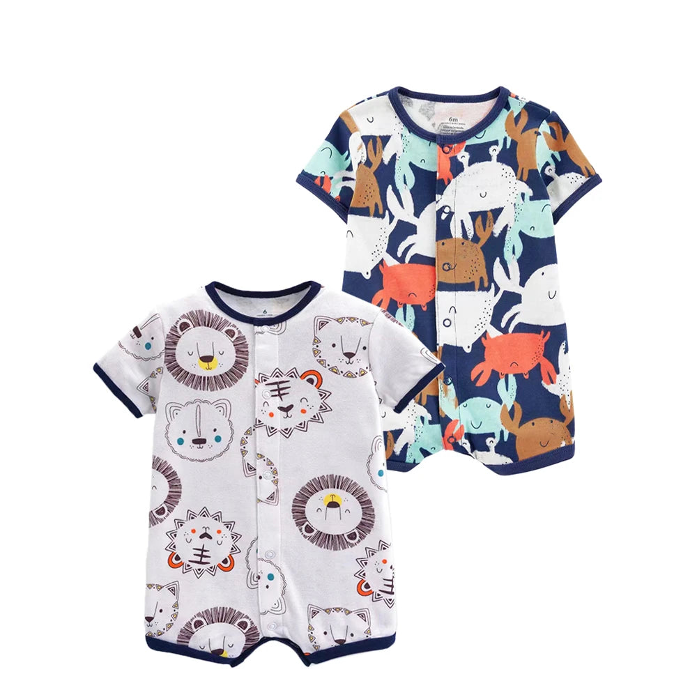 2Pcs/lot Brand Summer Baby Girl Clothes Cotton Jumpsuit Baby Clothing Short sleeve  Infant Boys Clothes 0-24M Baby Rompers