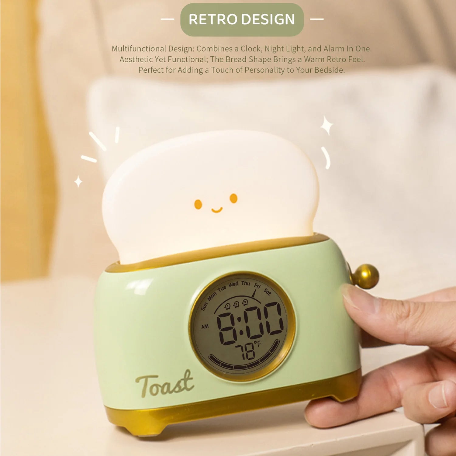 Night Lights Alarm Clock Wake Up LED Nightlight Creative Bedsides Desk Lamp Indoor Lighting Timing USB Dimmable Light Kids Gifts