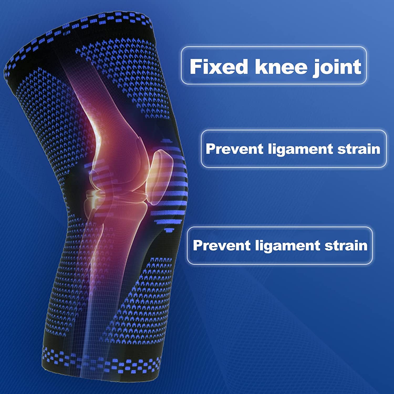 Sports kneepads for knee pain relief, tear damage recovery, with side stabilizers, patella support gel, compression sleeve