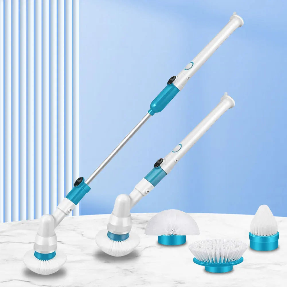 Electric Spin Scrubber Electric Cleaning Brush with Telescopic Rod Electric Rotating Scrub Brush Kitchen Bathroom Cleaning Tools