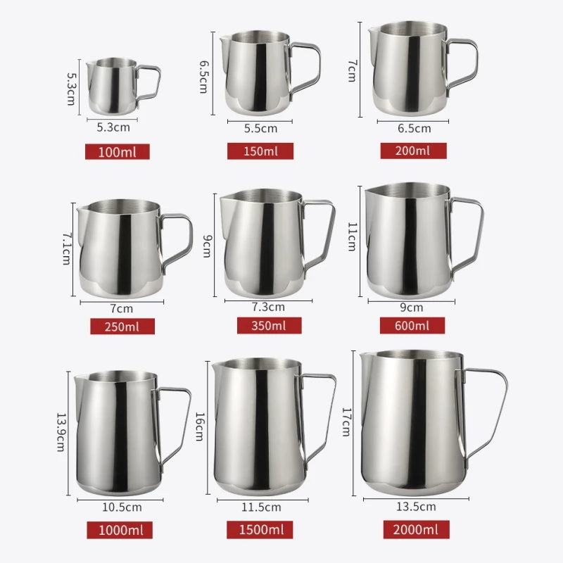 100/350/600ml Milk Jugs Fashion Stainless Steel Milk Craft Milk Frothing Pitcher Coffee Latte Frothing Art Jug Pitcher Mug Cup