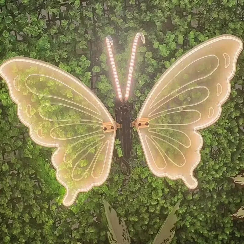 Outdoor Open and Closed LED Luminous Butterfly  Christmas Tree hanging ornaments Landscape Lights for  Yard Lawn Patio Garden