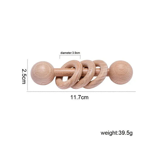 1PC Baby Ratter Toys Wooden Fruit Crochet Ringing Teether BPA Free Lemon Rainbow Rings Newborn Montessori Teether Kid Toys Gifts