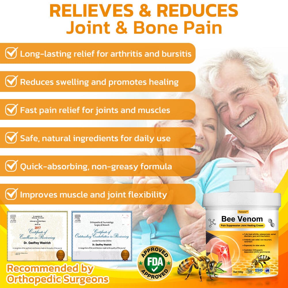 Furzero™ Bee Venom Pain Suppression Joint Healing Cream (👩🏼‍⚕️AAOS Recommended)