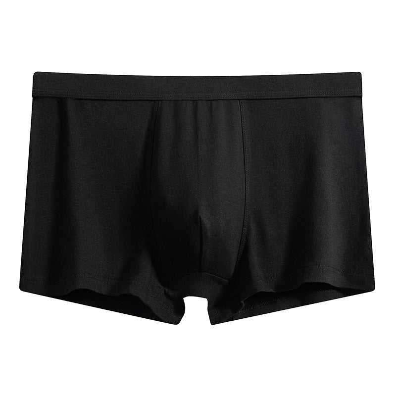 Men's underwear solid color boxers pure cotton loose breathable mid-waist youth boxers