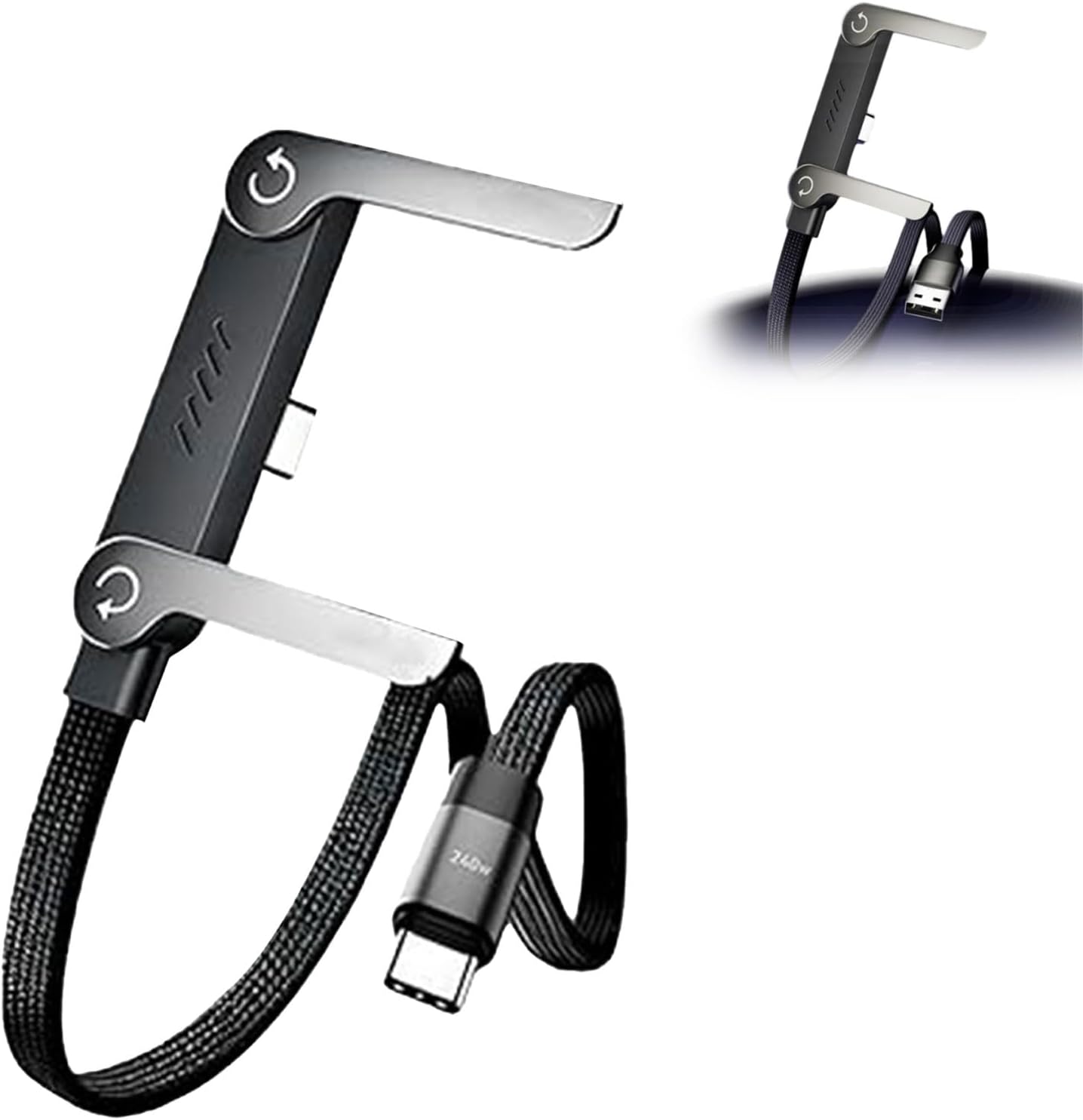 2026 New Sideways Phone Charger, 240w Fast Charging Stand Data Cable with Bendphone Accessories 5 FT with Type C Multi-Angle Adjustable Stand, for Smartphones Tablets Laptops