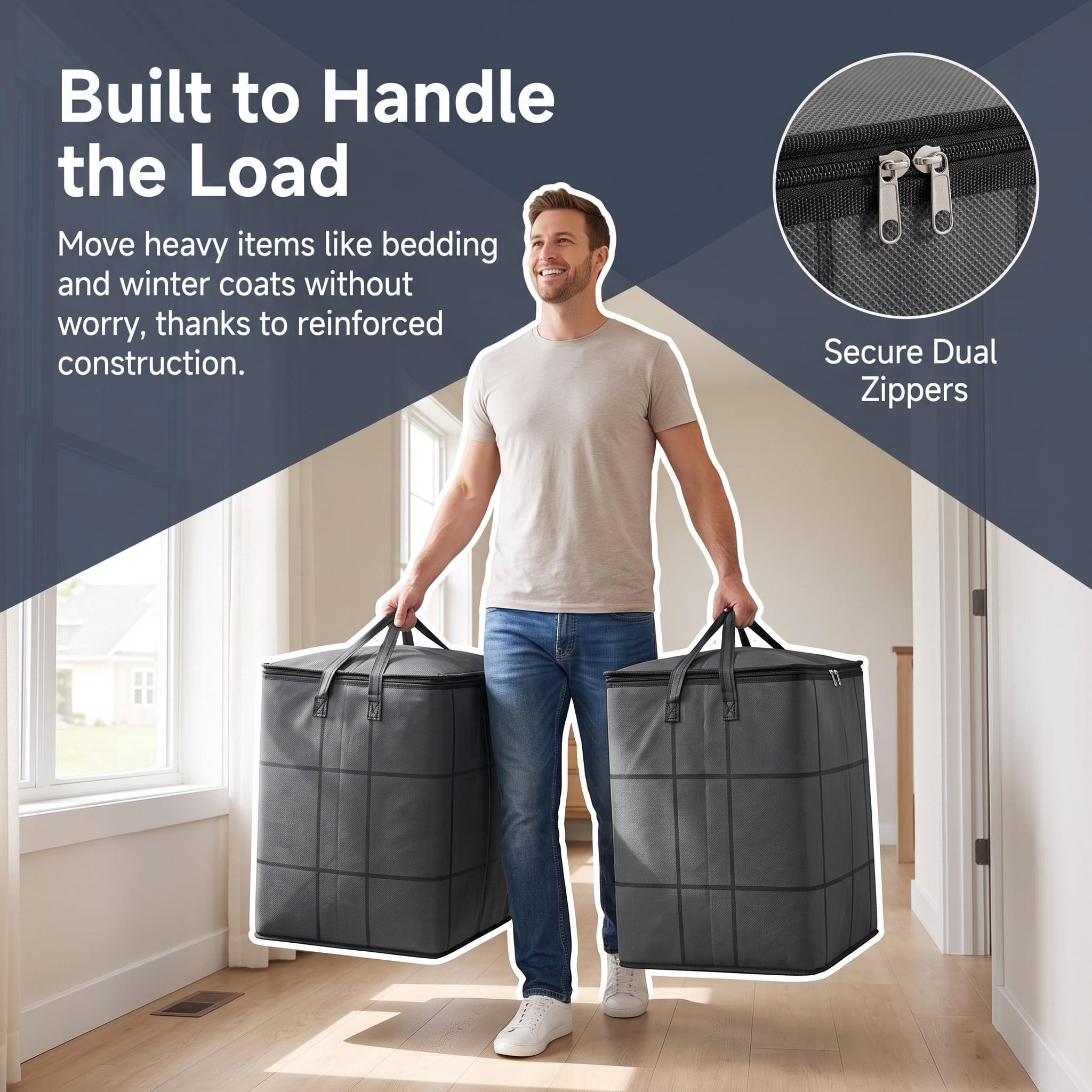 Dorm Room Essentials Storage Bags, Moving Bags with Zipper, Large Capacity Organizer for Bedding Clothes College Supplies(29gal,2PCS)