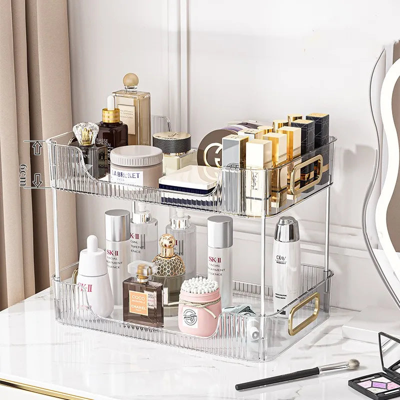 &Bathroom Organizer Shelf Acrylic Makeup Storage Rack Large Capacity Skincare Cosmetic Liptick Home Kitchen Desktop Holder