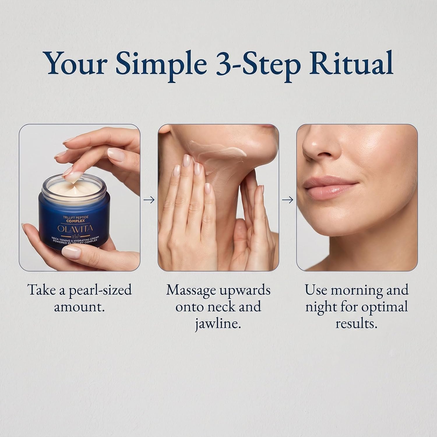 Olavita Tri-Lift Peptide Complex Cream, Tri Lift Peptide Cream, Intensely Moisturizing, Lifting, Plumping, And Firming Skin; Suitable for All Skin Types.