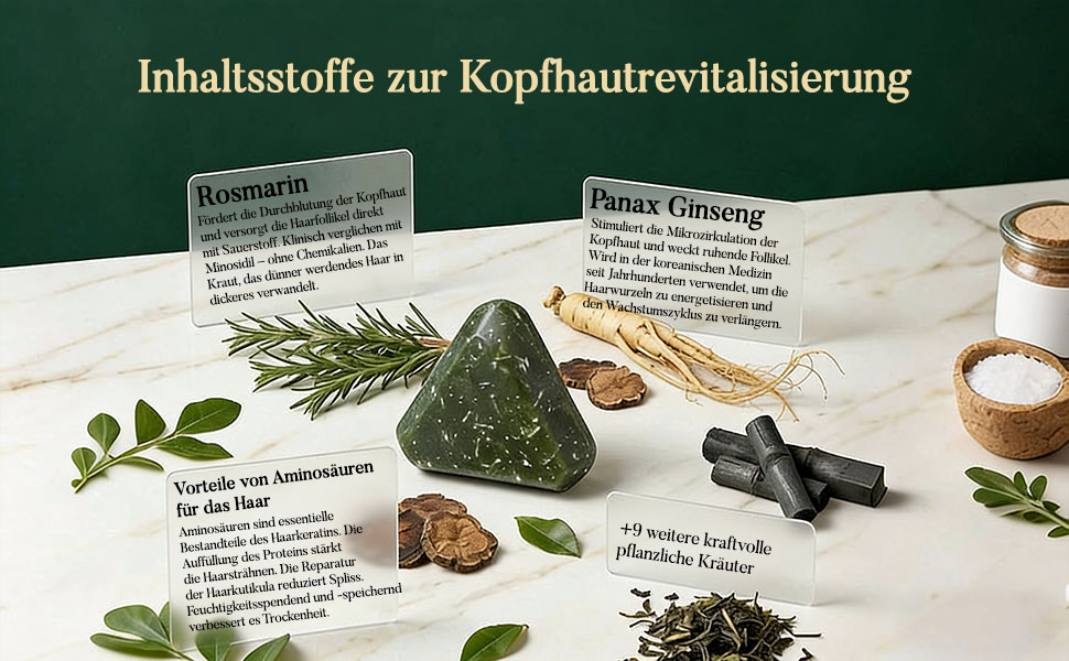 Yoracare Korean Scalp Revival Bar, 2026 Yoracare Rosmarin & Aminosäuren stärkender Anti-Verdünnungs-Shampoo-Riegel, feuchtigkeitsspendende und kopfhautfreundliche Kräuterpflege 80g