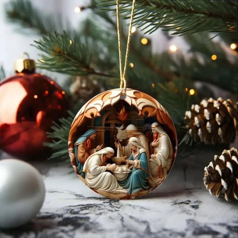 Ornament 3d Effect Christmas Nativity Decoration Reusable Acrylic Ornament For Indoor/outdoor Xmas Tree Birth