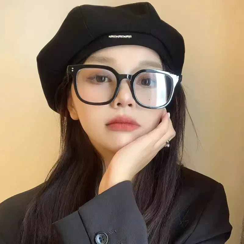 Korean Classic Premium Feel Black Beret Spring Autumn Thin Solid Color INS Trendy Versatile Painter Hat Simple Caps for Women