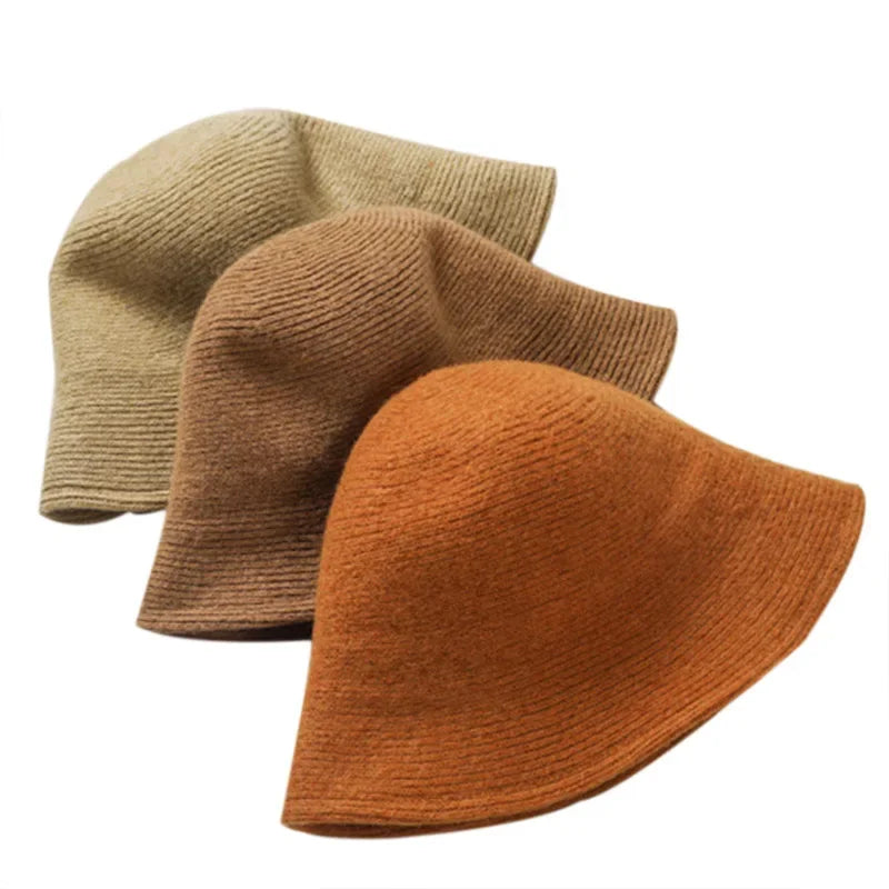 MAXSITI U Solid Keep warm Wool Bucket Hat for Women Autumn and Winter Fisherman Hat  Vintage Knitting Basin caps for ladies