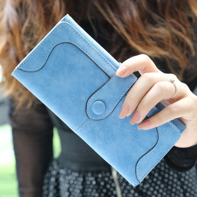 Wallets Retro Nubuck Leather Women's Long Wallets Clutch Female Hasp Purse Vintage Money Bag Carteira Card Holder