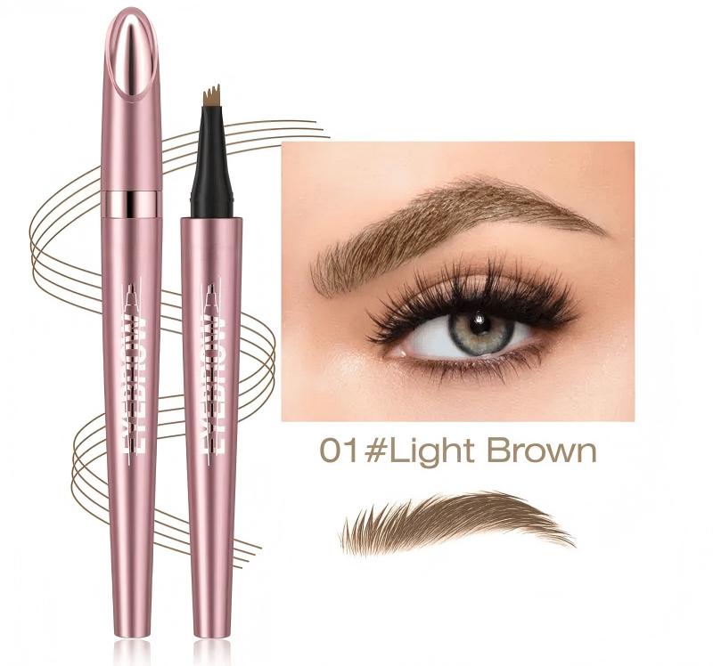 4-Tip Microblade Brow Pen - Waterproof Liquid Eyebrow Pencil for Natural Hair-Like Strokes
