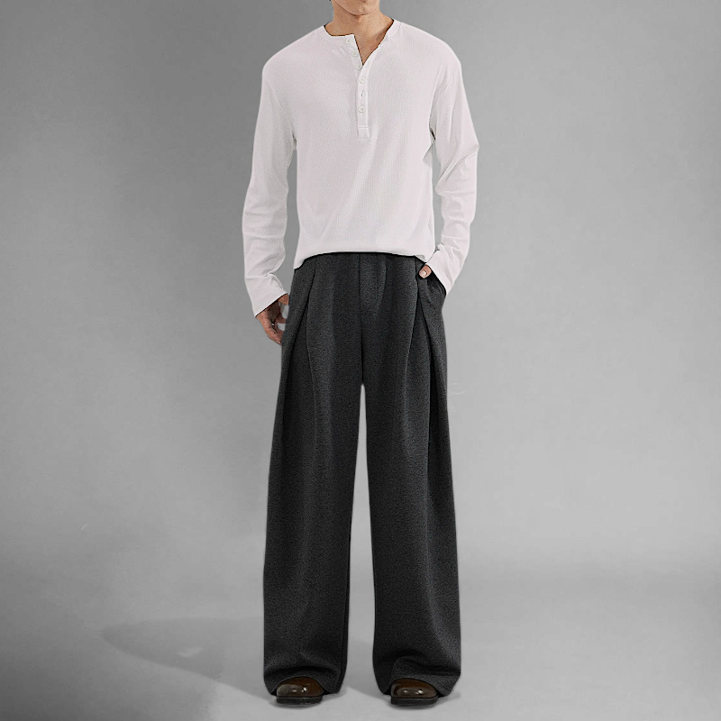 Inverted pleat wide leg jogger