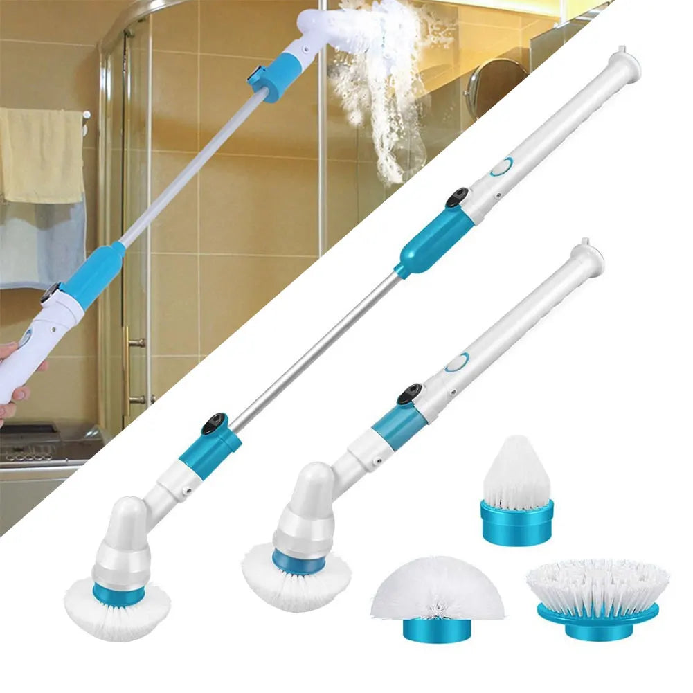 Electric Spin Scrubber Electric Cleaning Brush with Telescopic Rod Electric Rotating Scrub Brush Kitchen Bathroom Cleaning Tools