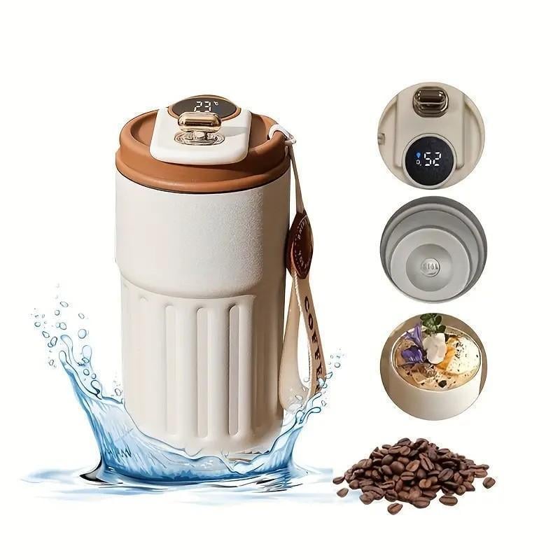 450-ml Stainless Steel Insulated Coffee Mug with Temperature Display Lid
