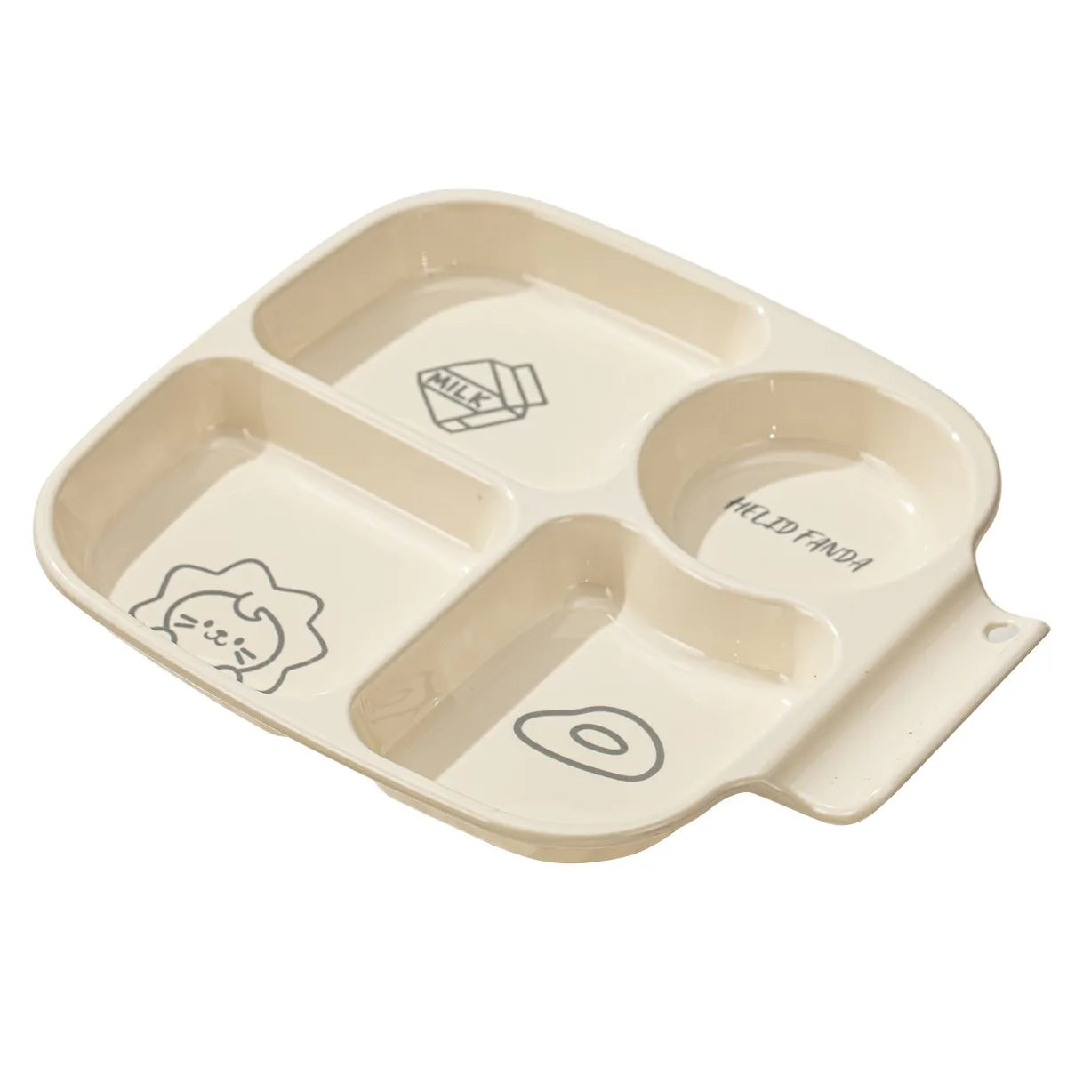 4-Compartment Cute Children Food Plate Dishes Reusable Plastic Snack Dessert Salad Plate Fruit Tray Tableware Dishwasher Safe