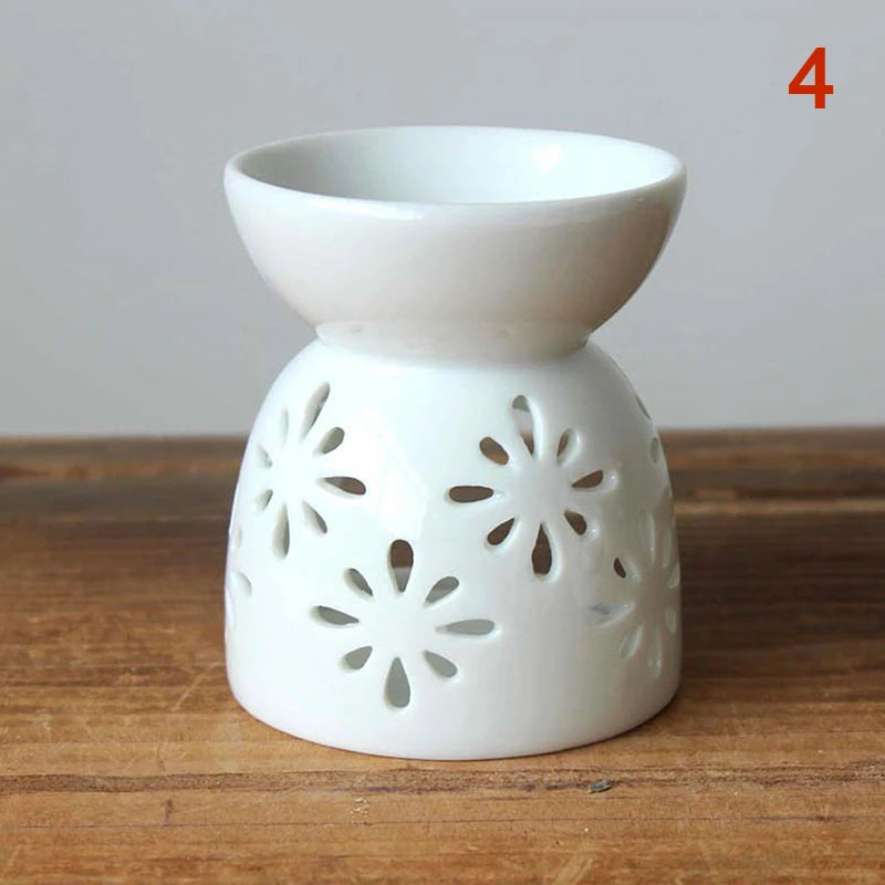 Ceramic Crafts Aroma Burner Handmade Hollow Flower Pattern Essential Oil Burner Candle Lamp Many Style HomeOffice Crafts Decor