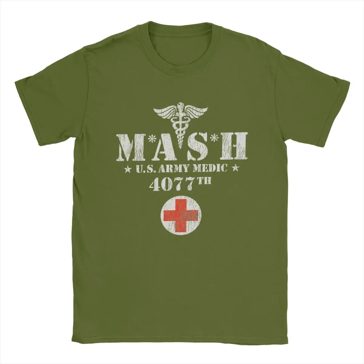 Novelty Mash 4077 TV Show T-Shirts Men Round Neck Pure Cotton T Shirt Short Sleeve Tee Shirt Gift Idea Clothing