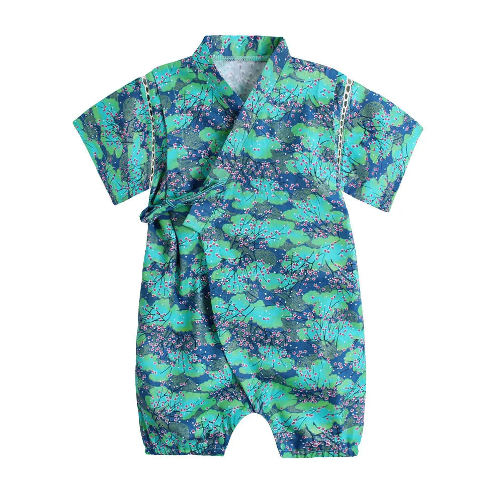 Summer Baby Clothes Kids Kimono Japanese Style Romper Girls Jumpsuit Retro Bathrobe Uniform Bebes Pajamas Formal Clothes