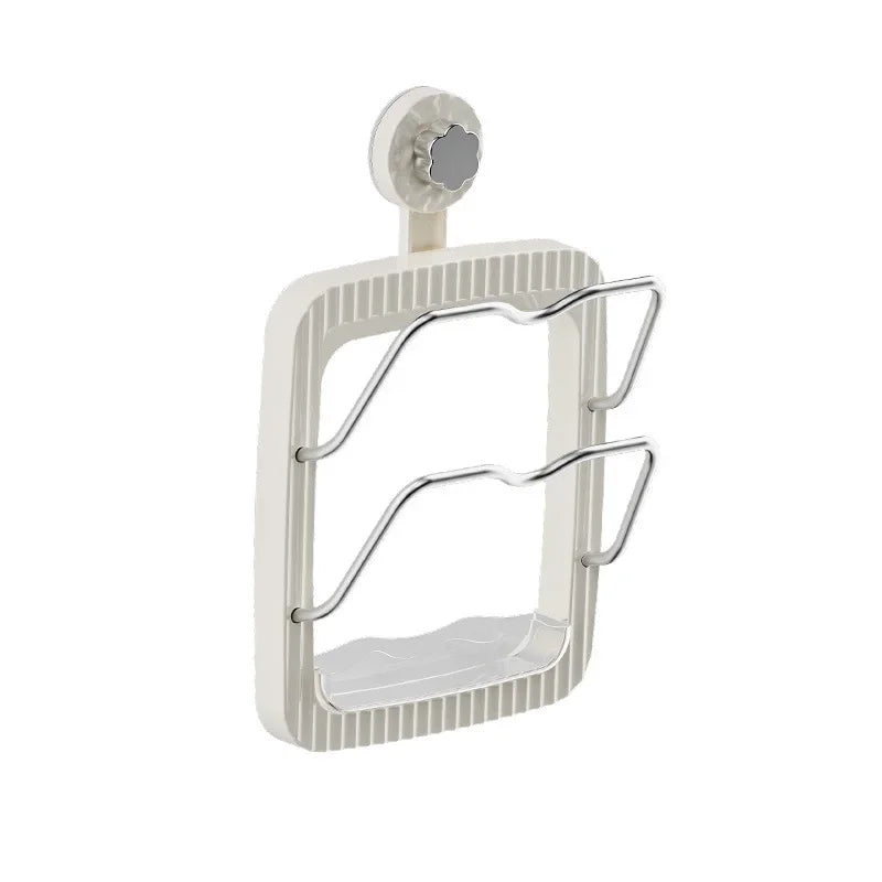 Suction cup pot lid holder placer free wall-mounted kitchen shelf multifunctional chopping board rack double draining