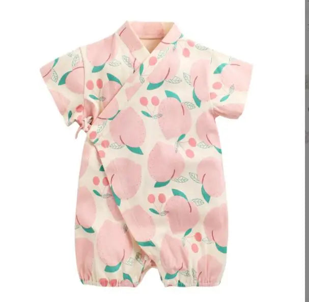 Summer Baby Clothes Kids Kimono Japanese Style Romper Girls Jumpsuit Retro Bathrobe Uniform Bebes Pajamas Formal Clothes