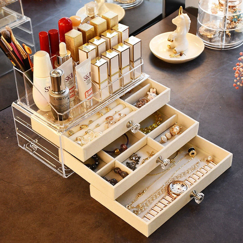 Box Jewelry Storage Box Make-up Organizer Lipstick Stand Earrings Display Stand Drawer Transparent Acrylic