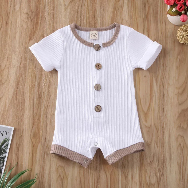 US Stock 0-18M Newborn Baby Boys Girls Clothes Short Sleeve Cotton Jumpsuit Bodysuit Cotton Outfit Summer