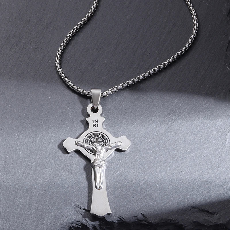 Orthodox Cross Stainless Steel Pendant Christian Eternal Church Inspirational Nika Necklace Men Women Fashion Jewelry Gift