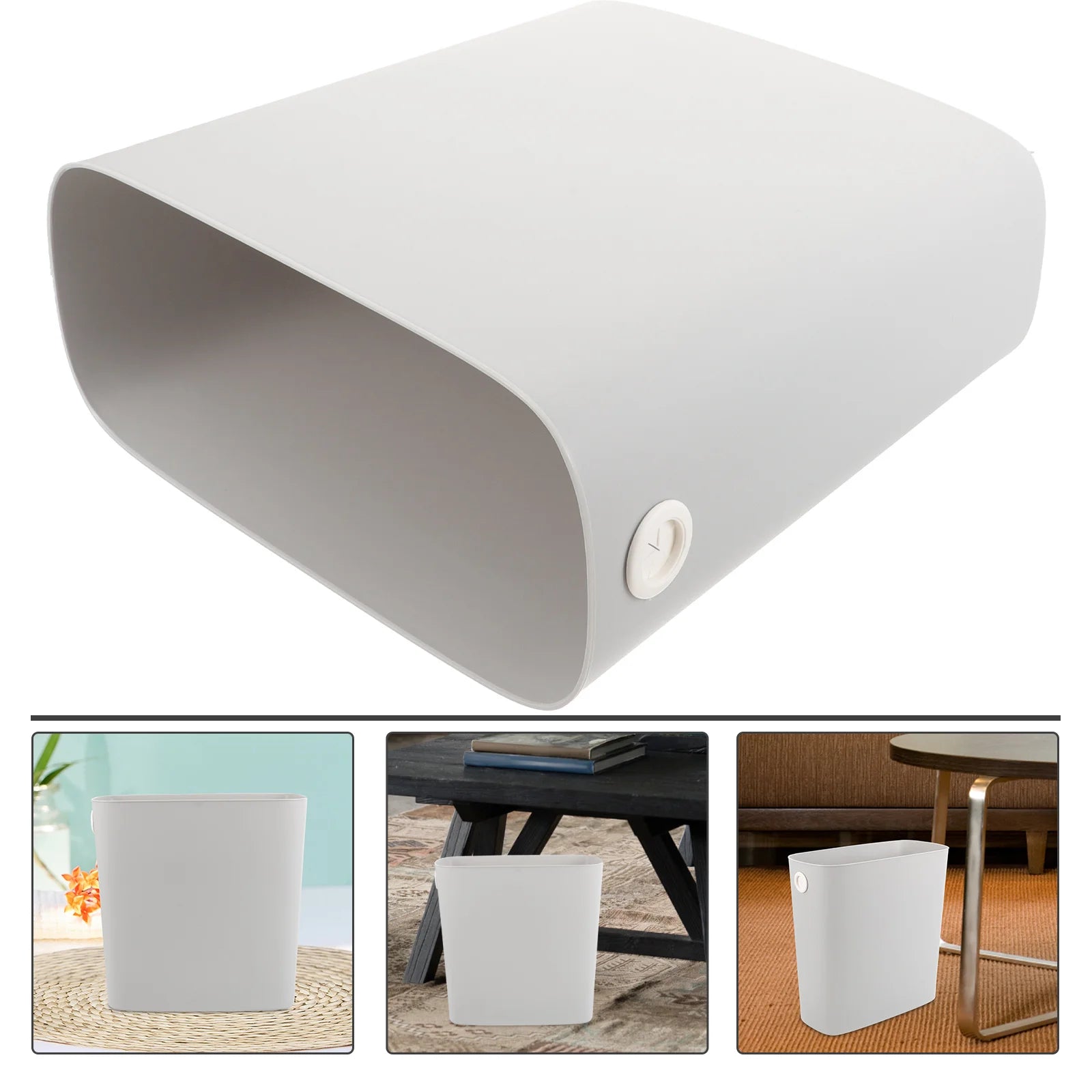 Slim Trash Can Plastic Waste Basket Rectangle Garbage Container Narrow Wastebasket Recycle Bin