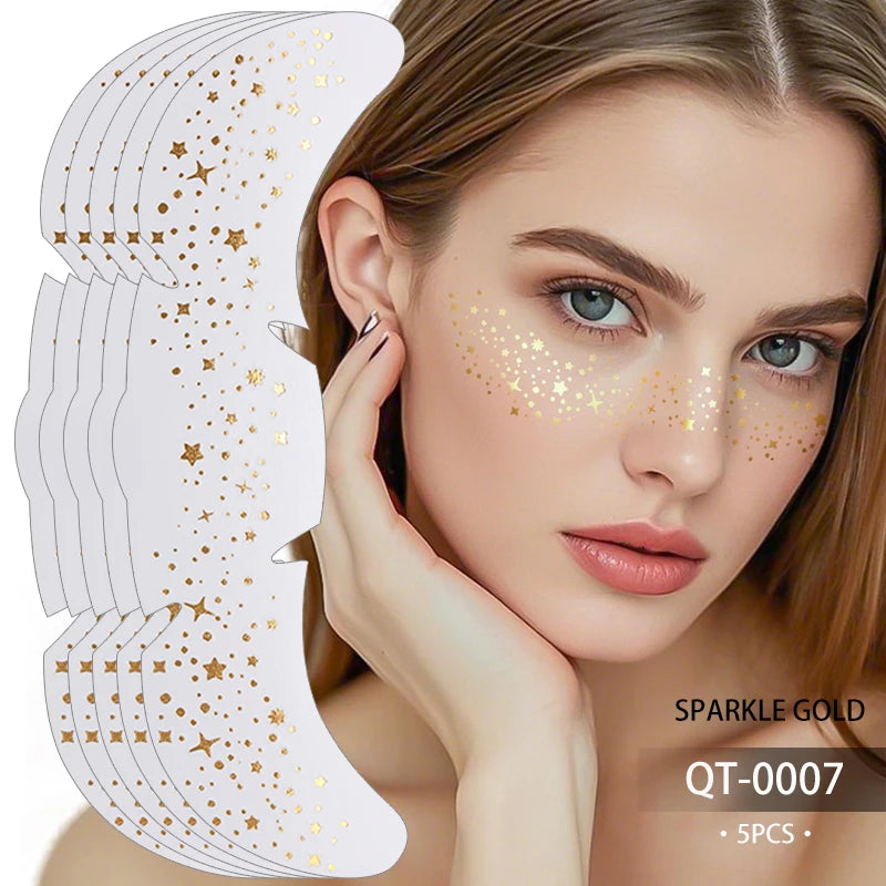 1/5pcs Glitter Skincare Freckles Face Tattoo Stickers Golden Silver Sparkle Freckle Speckle Makeup Patch For Women Face Makeup