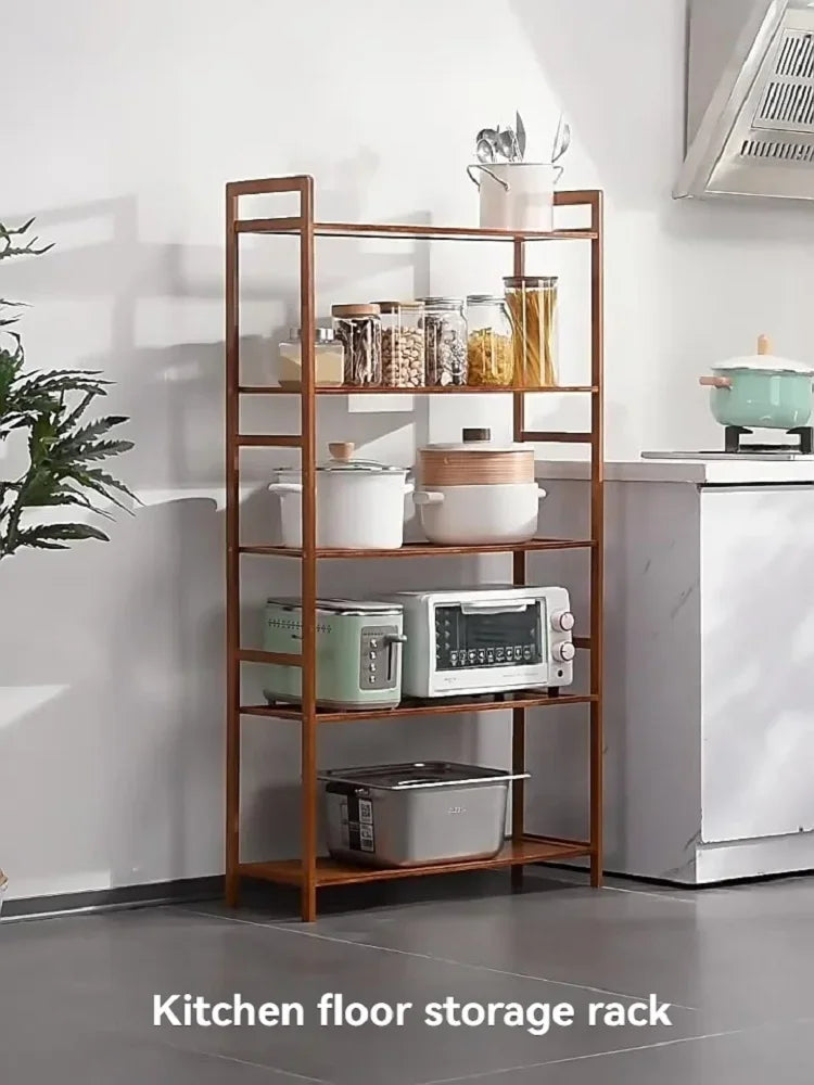 Kitchen shelf, floor standing multi-layer product collection, household pot seasoning shelf, fruit and vegetable bowl and dishs