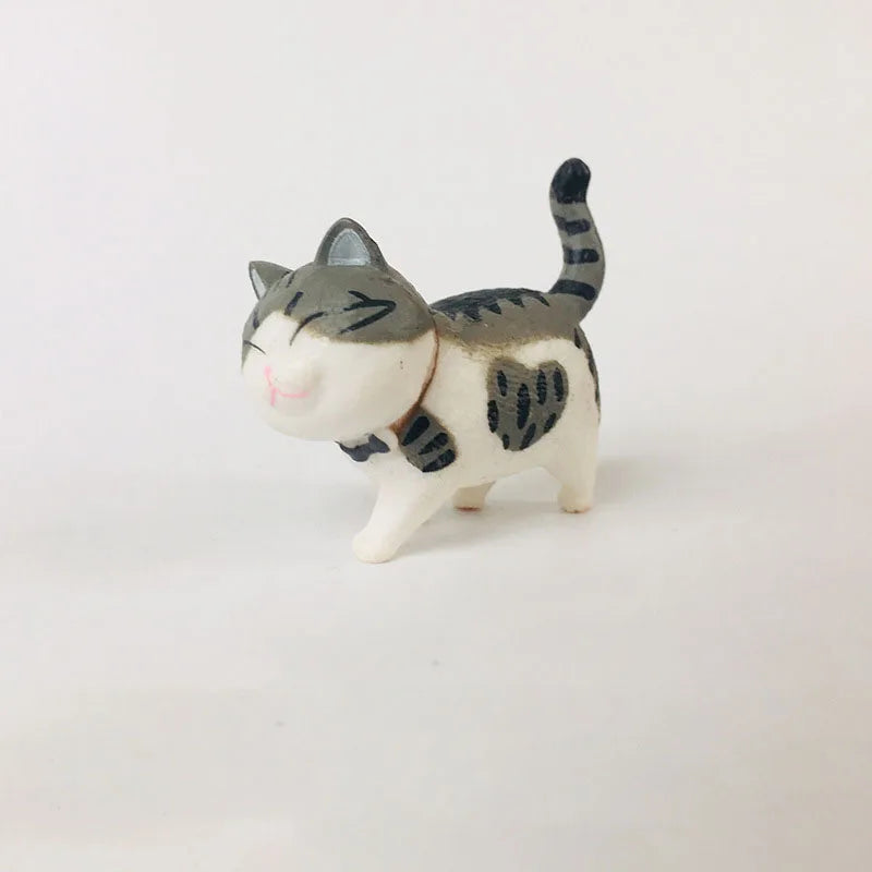 1Pcs Cute Mini PVC Animal Miniatures Japanese Bell Cat Doll Figures Toy Creative Handicraft Ornaments Home Decoration Crafts