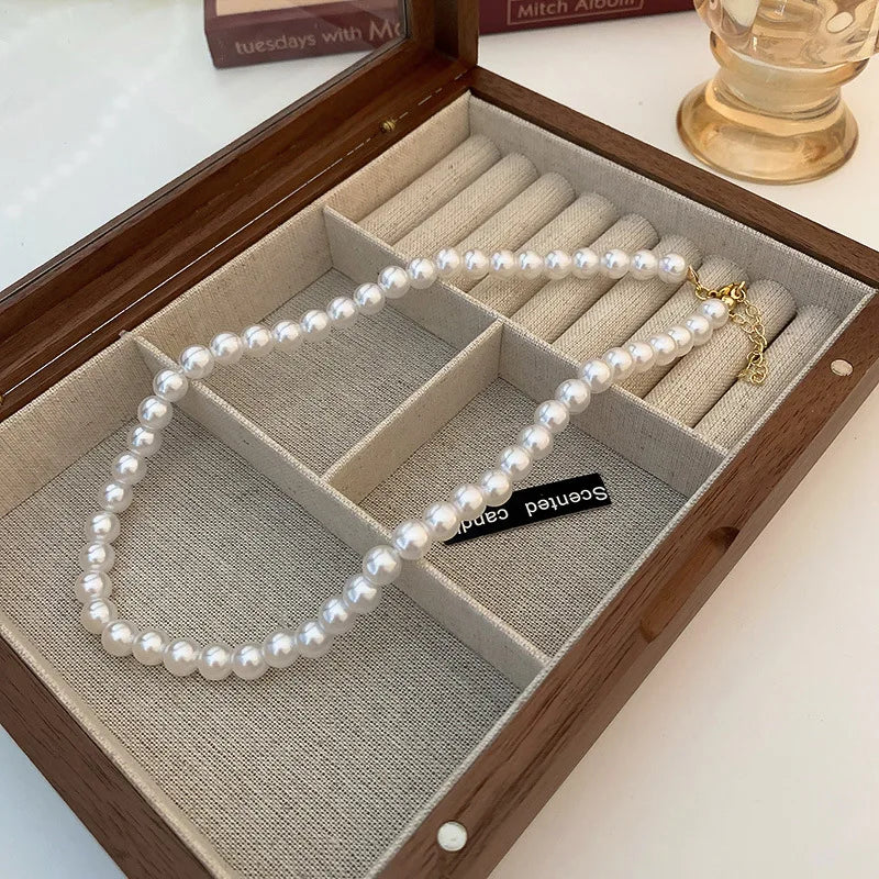 Baroque Pearl Necklace for Women Simple Fashion Collarbone Chain White Choker Necklaces Designer Wedding Jewelry Wholesale