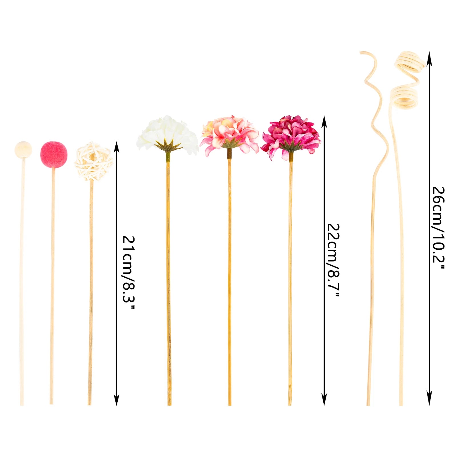 DIY 10PCS Pink Hydrangea Flower Rattan Sticks Fireless Fragrances Reed Diffuser Stick Ornaments Home Decor